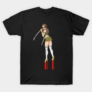 Sexy Schoolgirl With Swords T-Shirt